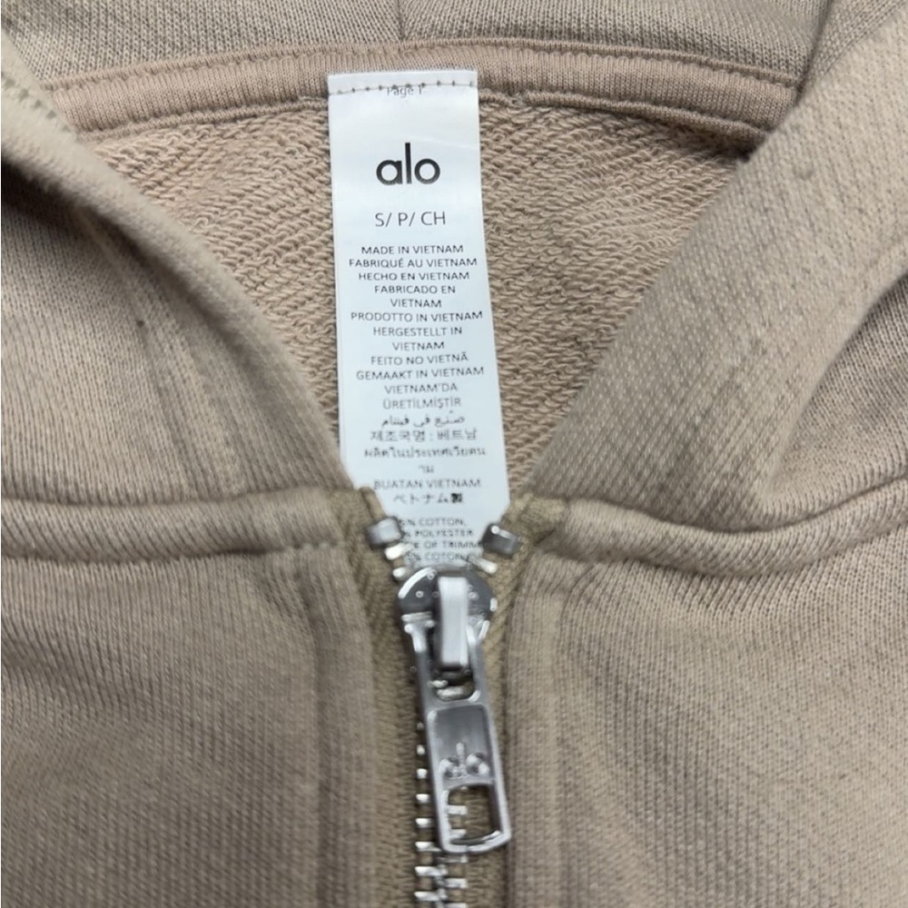 Alo Yoga Sweet Escape Zip Up Hoodie in Gravel - Picture 5 of 6
